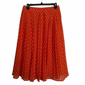 Vibrant Orange Polka Dot A-Line Skirt - M